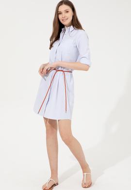 Kadın Açık Mavi Dokuma Elbise - 50254693015