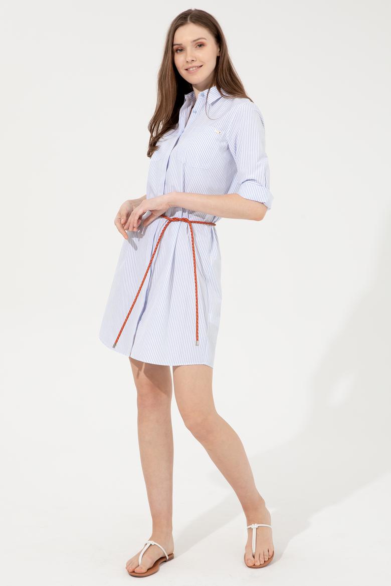 Kadın Açık Mavi Dokuma Elbise