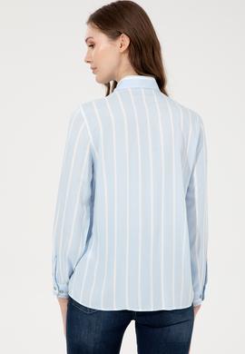 Kadın Açık Mavi Viskon Gömlek Uzunkol - 50248411030