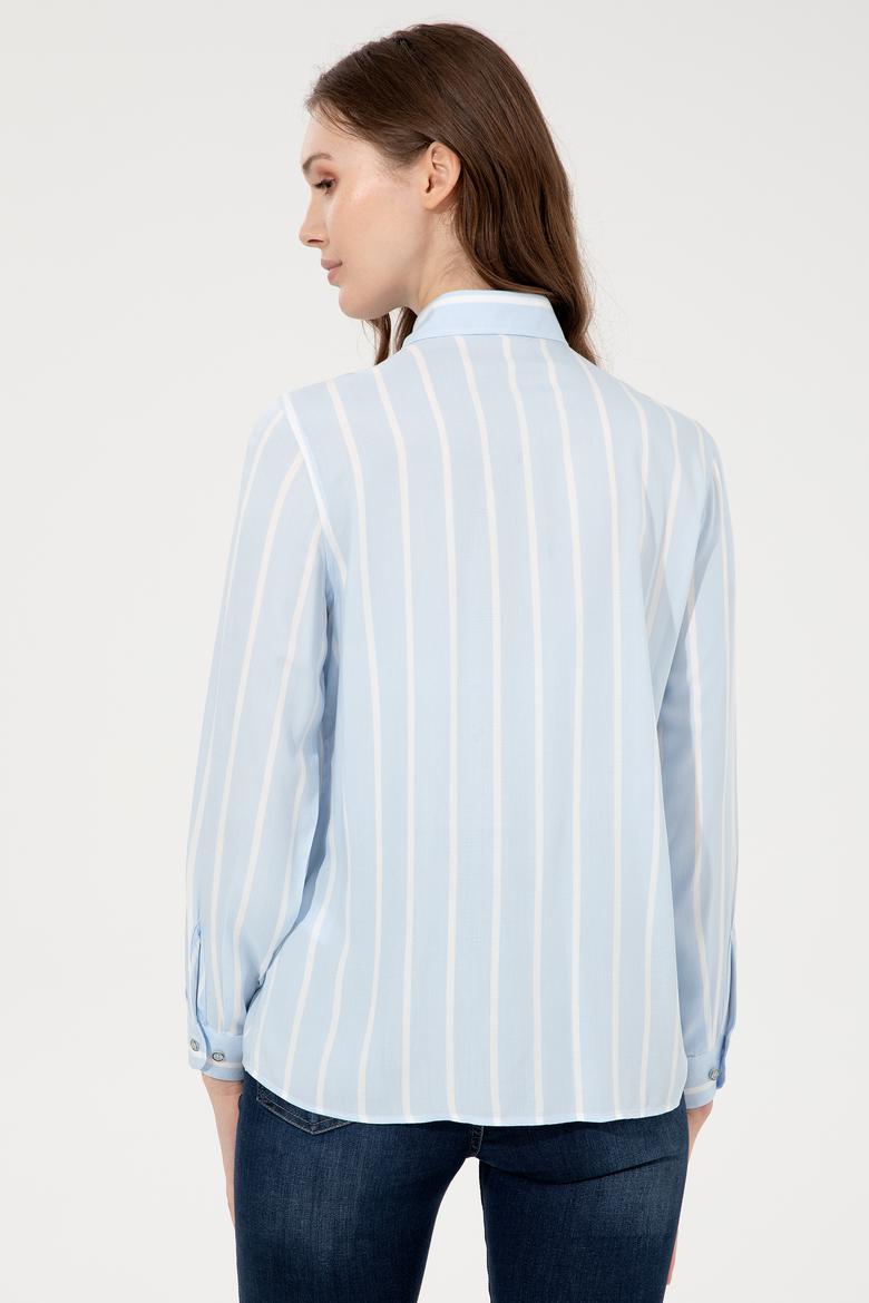 Kadın Açık Mavi Viskon Gömlek Uzunkol - 50248411030