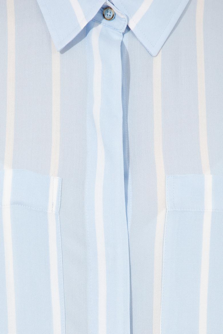 Kadın Açık Mavi Viskon Gömlek Uzunkol - 50248411030