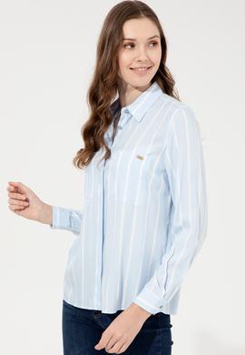 Kadın Açık Mavi Viskon Gömlek Uzunkol - 50248411030
