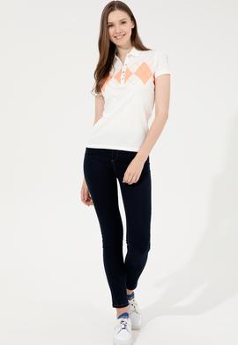 Kadın Beyaz Polo Yaka Tişört - 50252261005