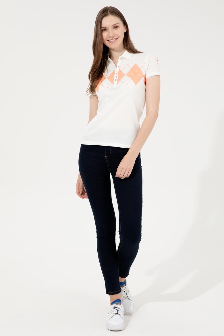 Kadın Beyaz Polo Yaka Tişört - 50252261005