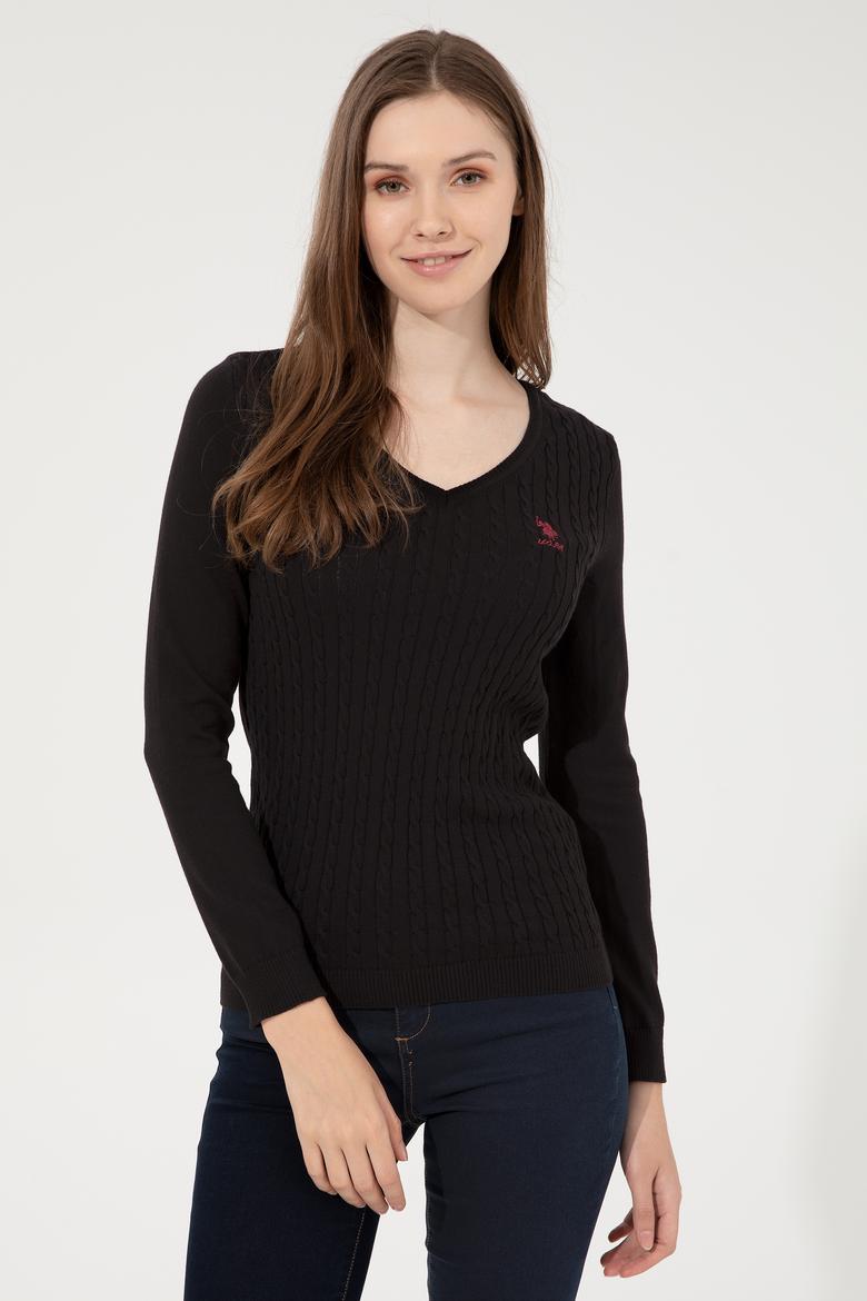 Kadın Siyah Basic Kazak