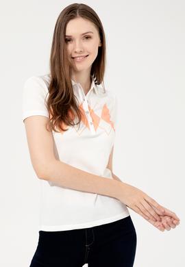 Kadın Beyaz Polo Yaka Tişört - 50252261005