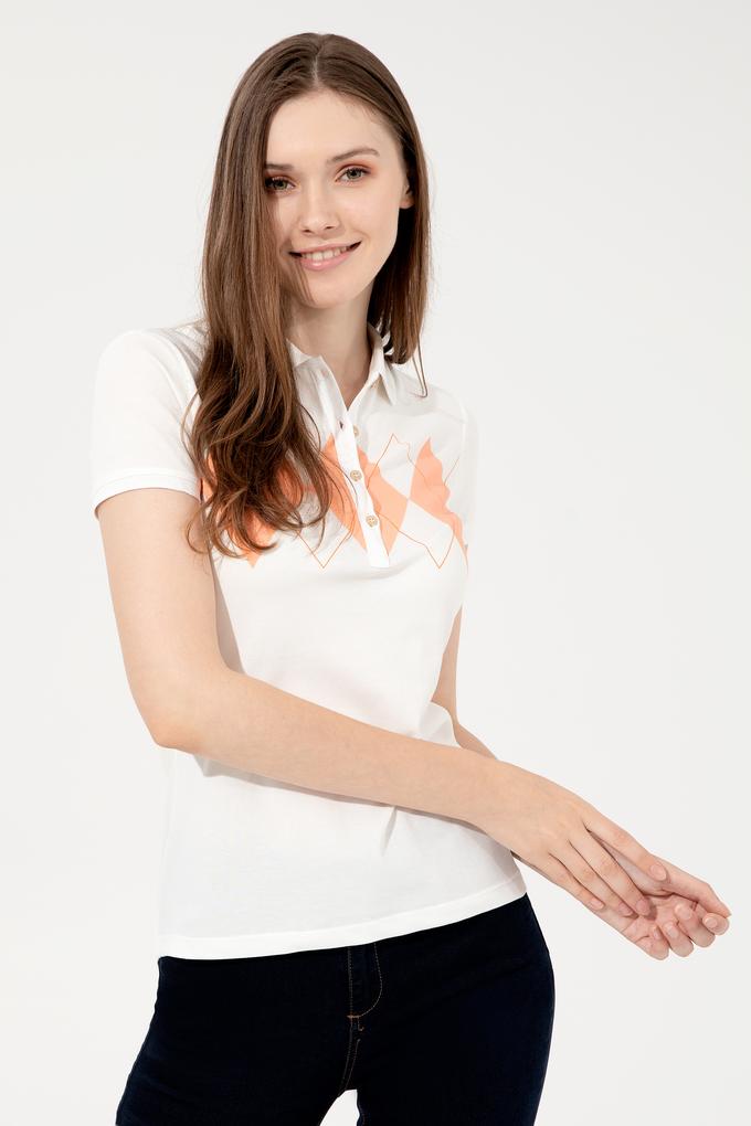 Kadın Beyaz Polo Yaka Tişört