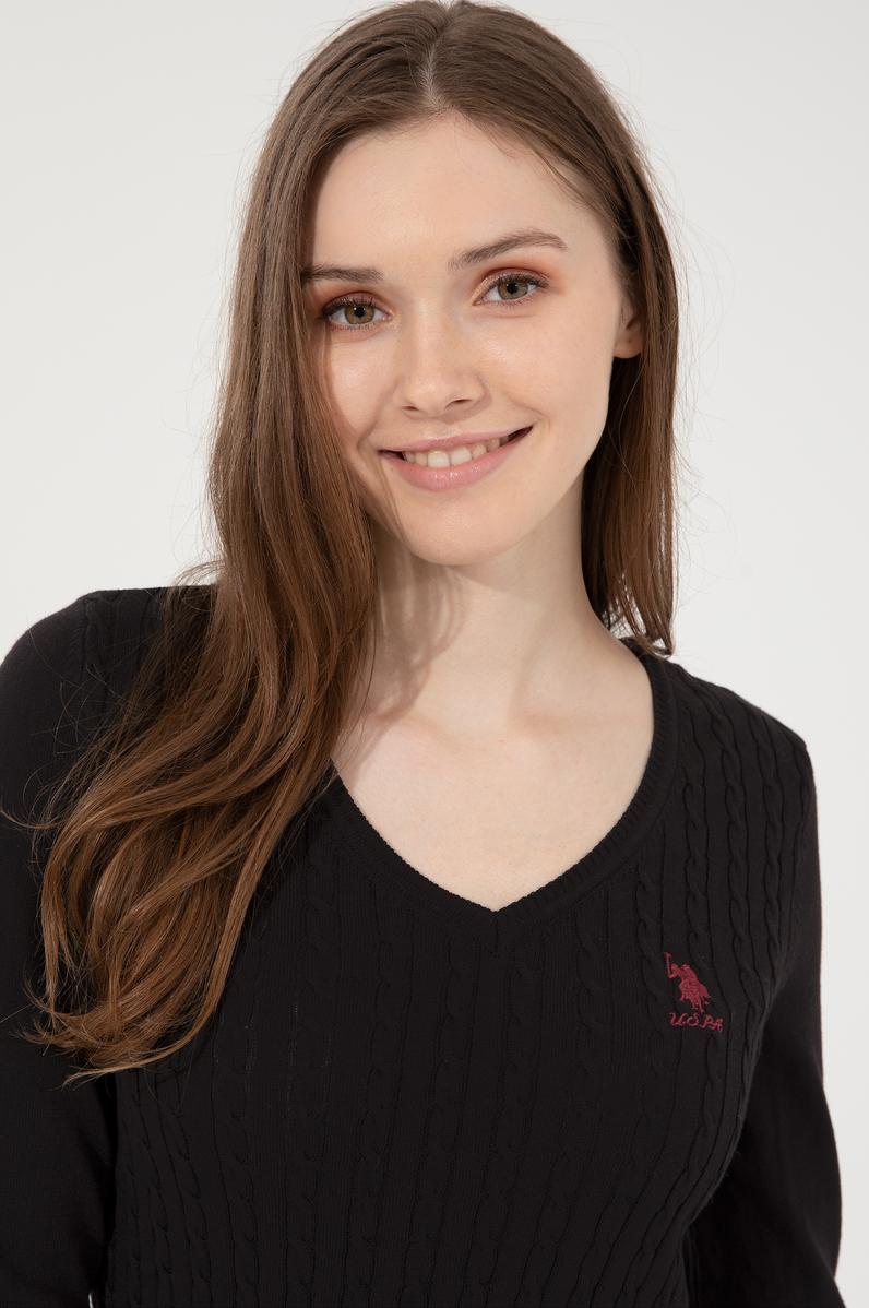 Kadın Siyah Basic Kazak