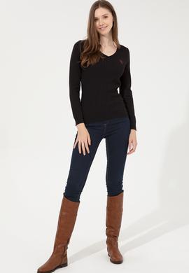 Kadın Siyah Basic Kazak - 50251914054