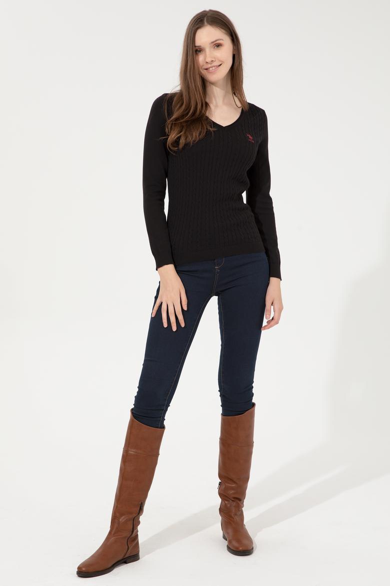 Kadın Siyah Basic Kazak - 50251914054