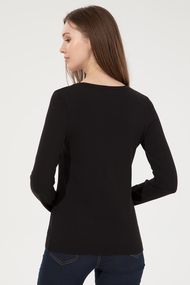 Kadın Siyah Basic Kazak - 50251914054