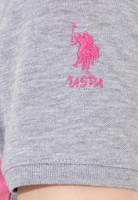 Kadın Gri Melanj Polo Yaka Tişört - 50252261018