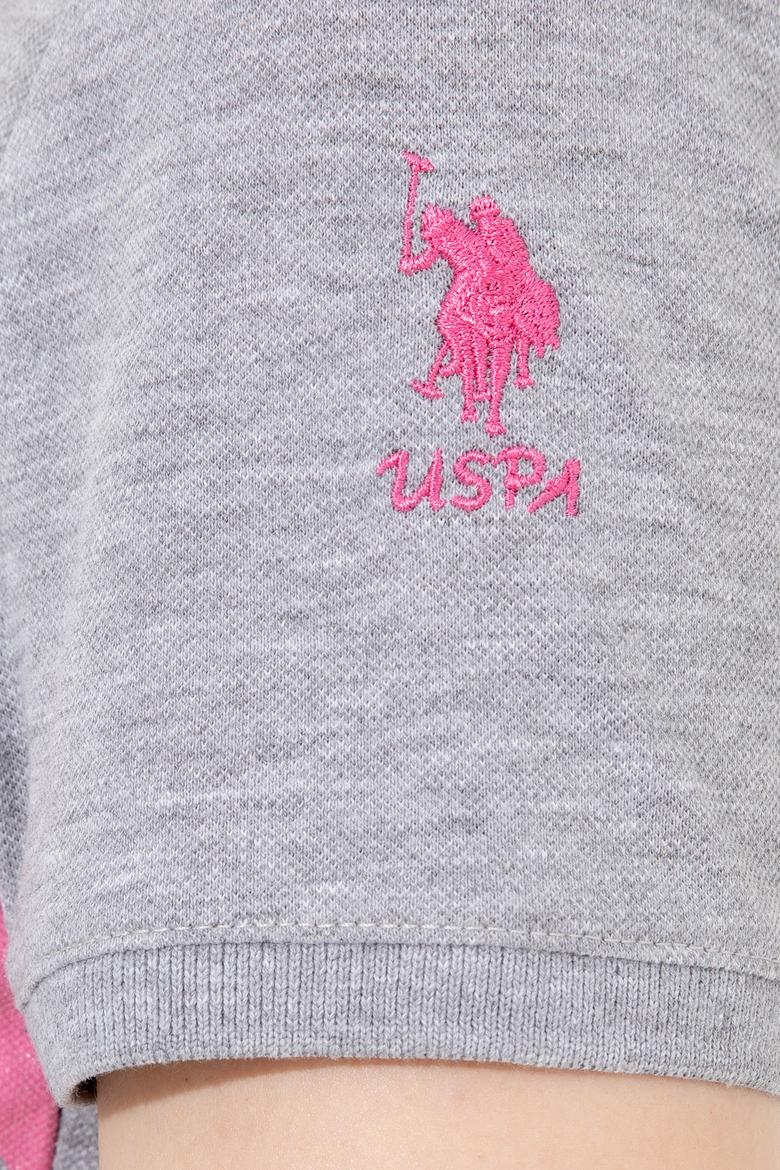 Kadın Gri Melanj Polo Yaka Tişört - 50252261018