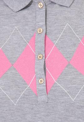 Kadın Gri Melanj Polo Yaka Tişört - 50252261018