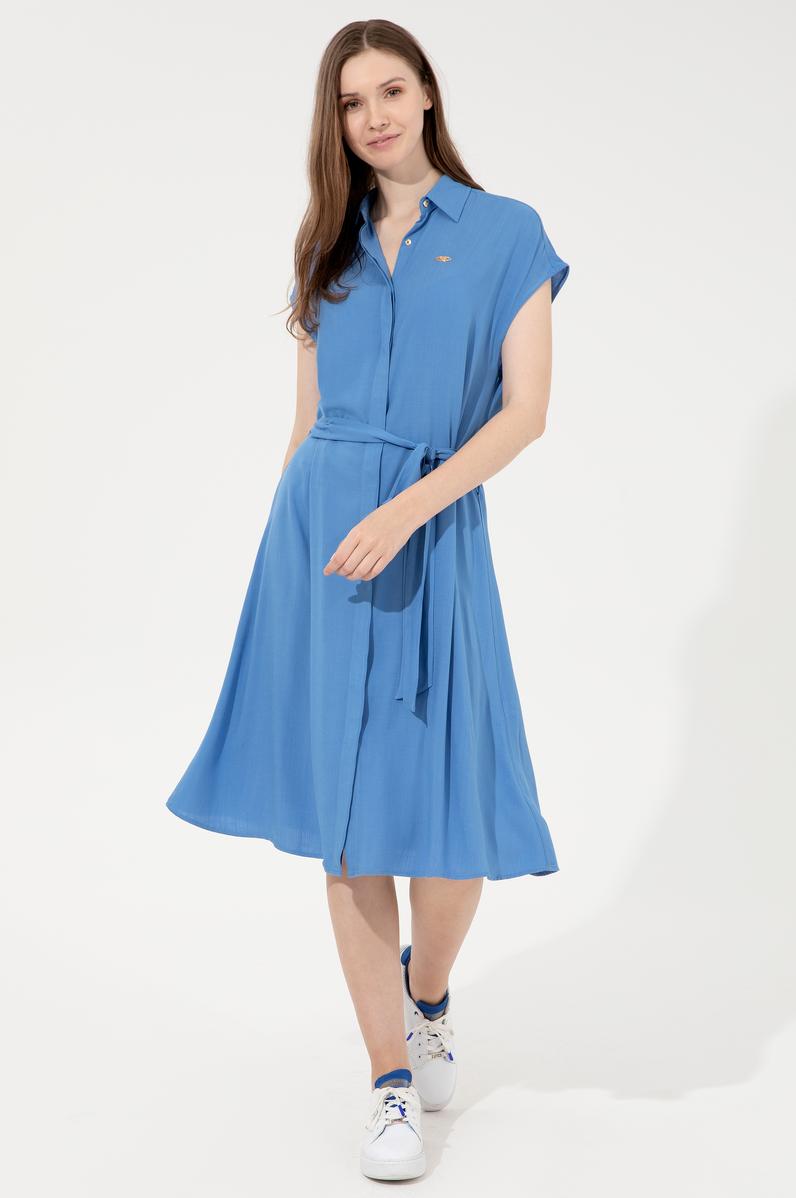 Kadın Mavi Dokuma Elbise