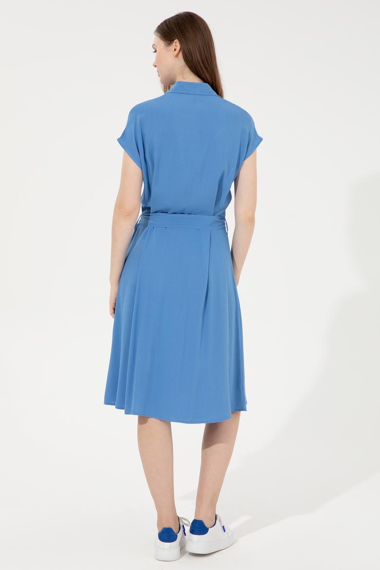 Kadın Mavi Dokuma Elbise - 50246329022