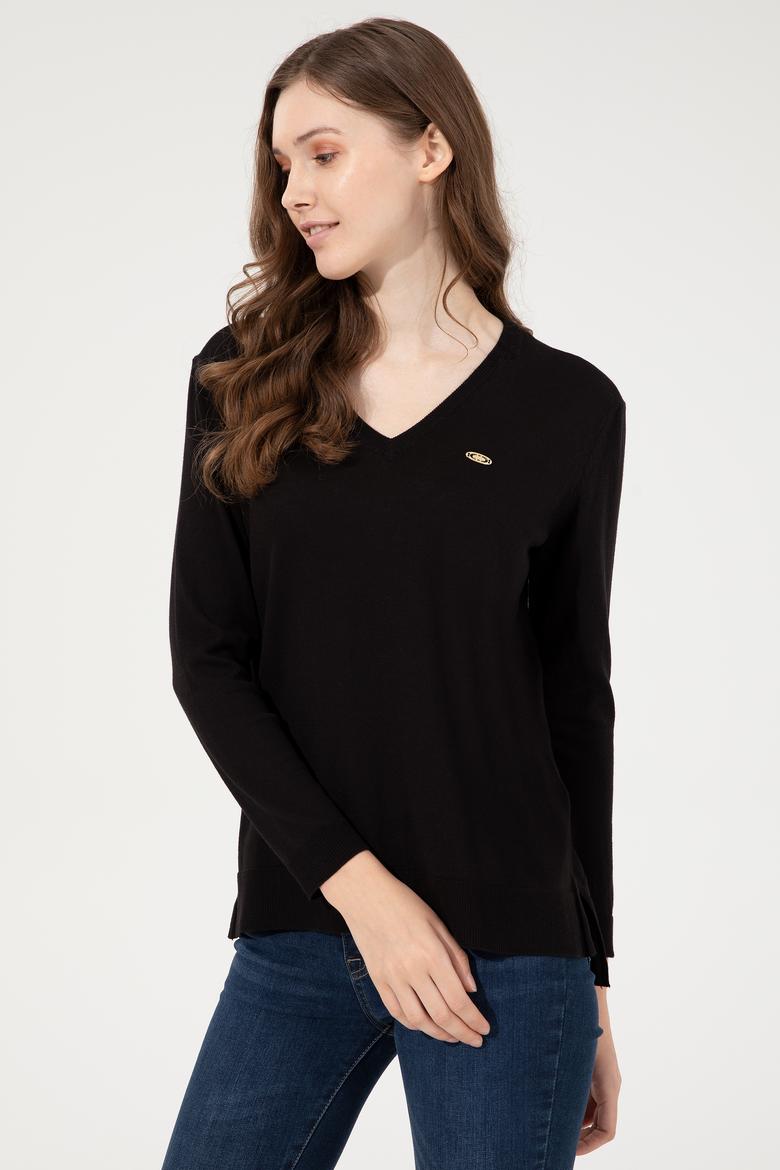 Kadın Siyah Basic Kazak