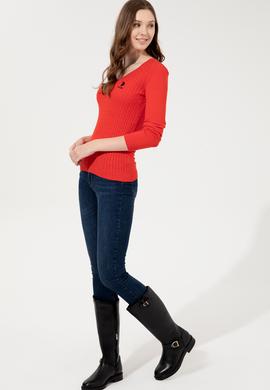 Kadın Kırmızı Basic Kazak - 50251914047