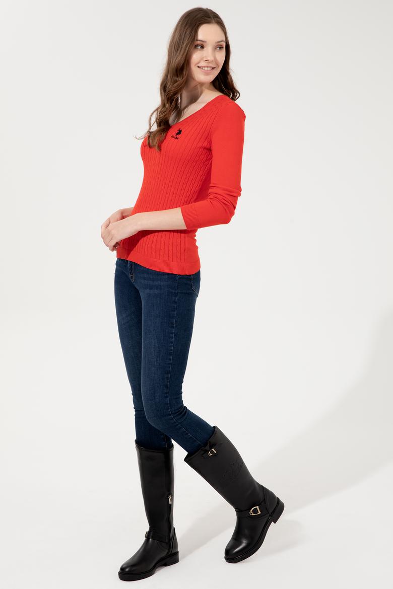 Kadın Kırmızı Basic Kazak - 50251914047