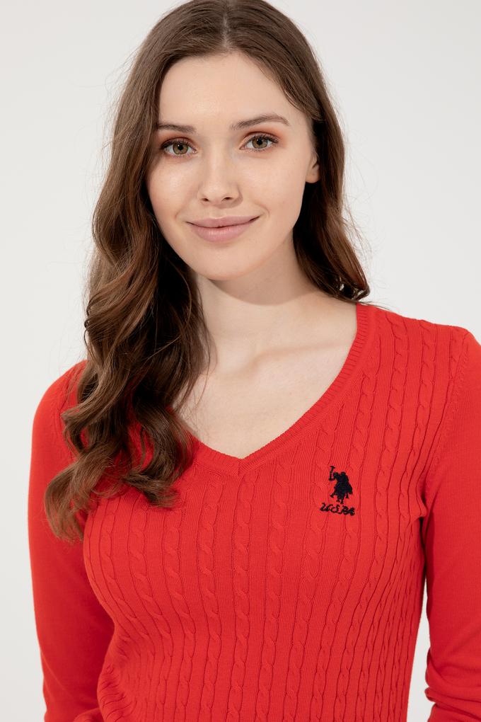 Kadın Kırmızı Basic Kazak