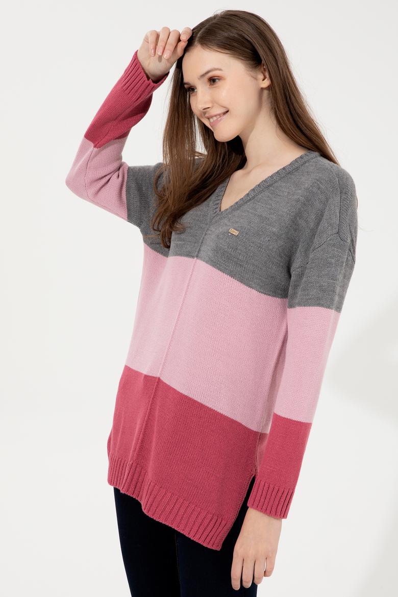 Kadın Gri Melanj Kazak - 50252208027