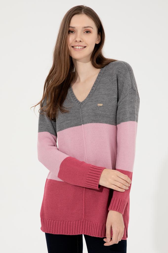 Kadın Gri Melanj Kazak