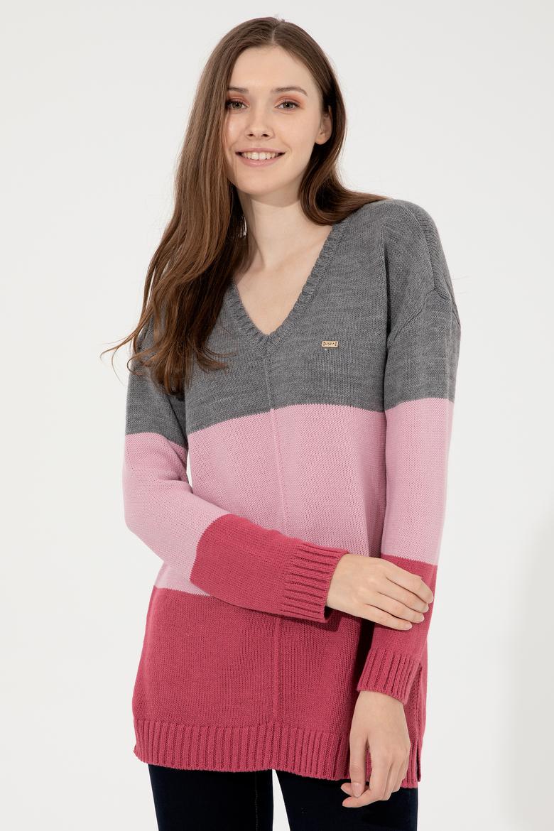 Kadın Gri Melanj Kazak