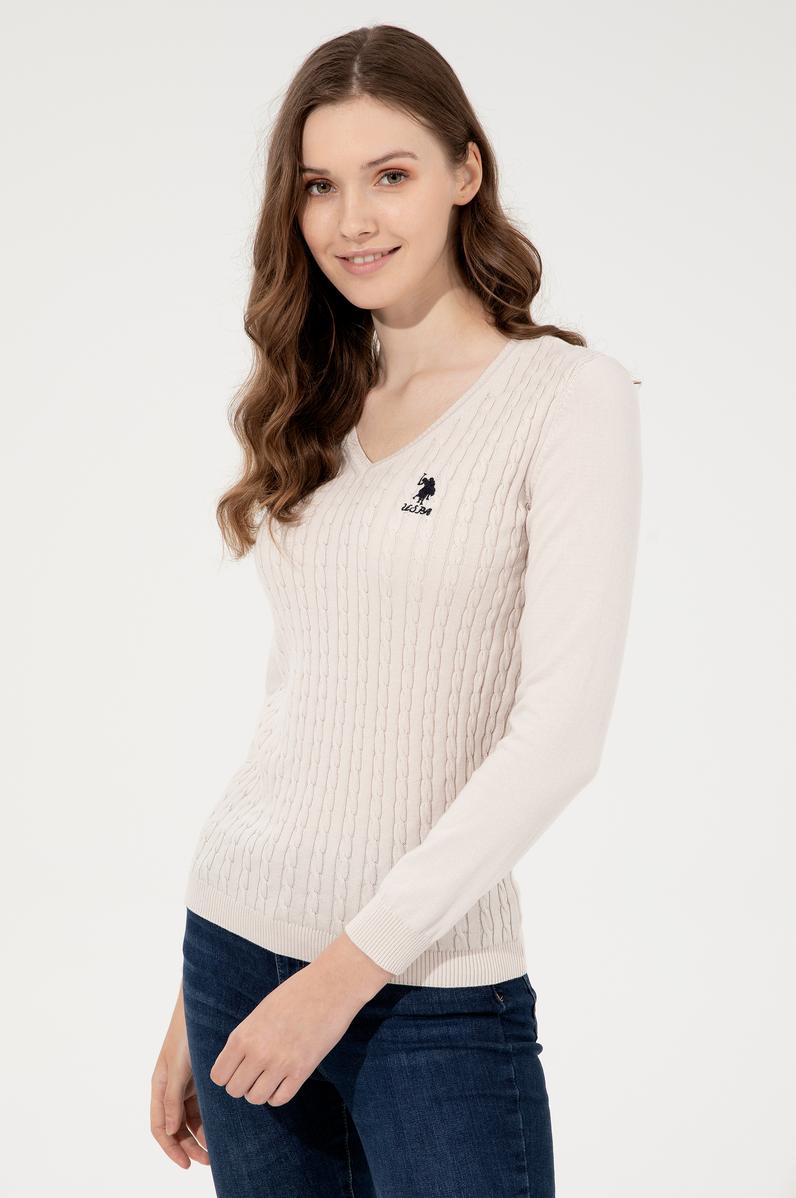 Kadın Krem Basic Kazak