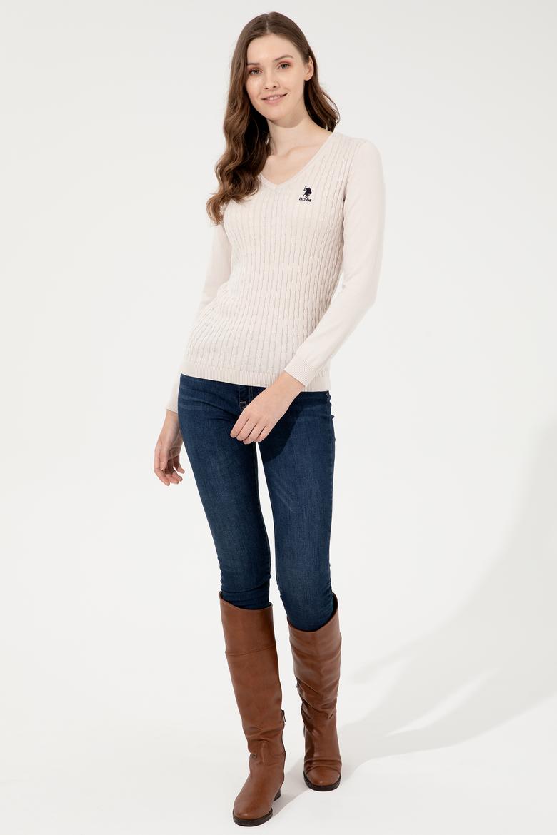 Kadın Krem Basic Kazak - 50251914066