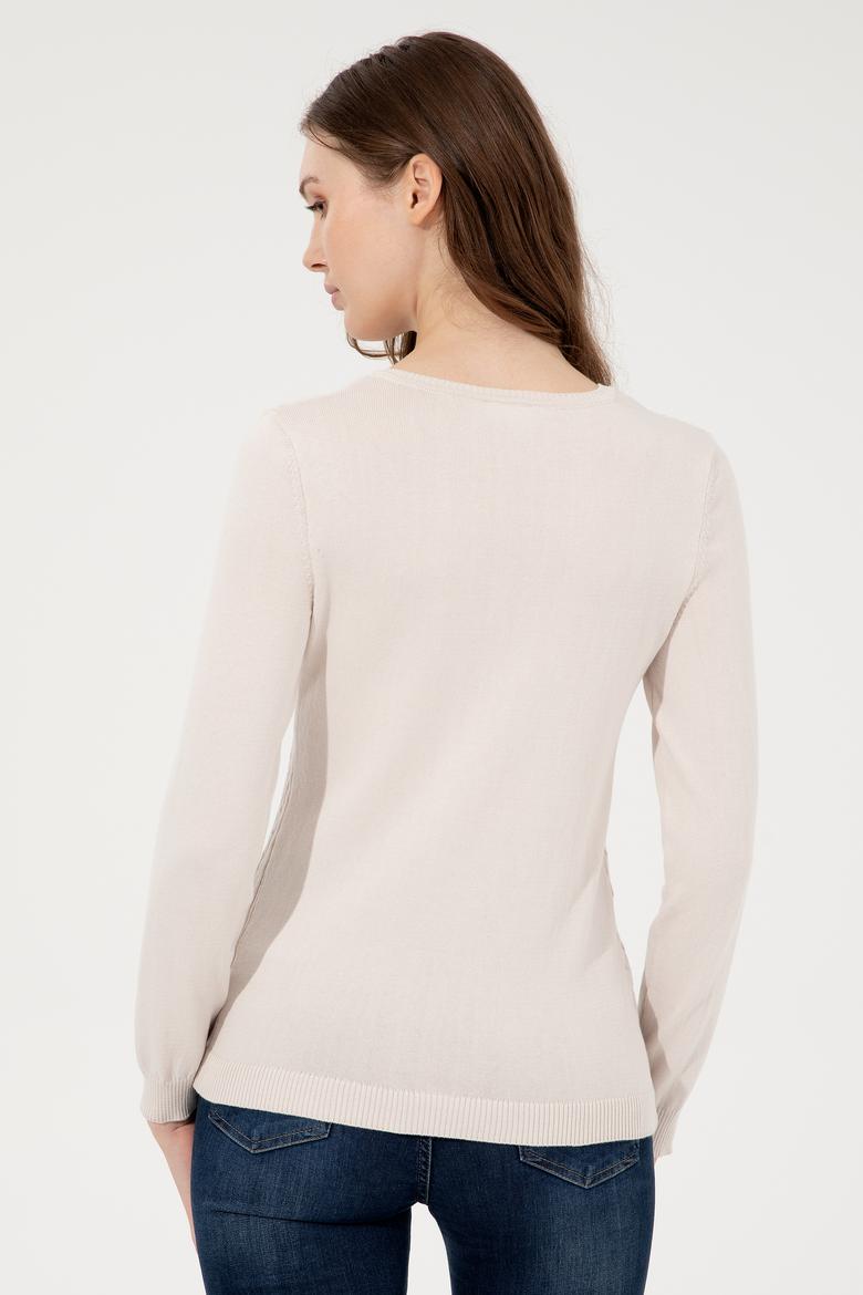 Kadın Krem Basic Kazak - 50251914066