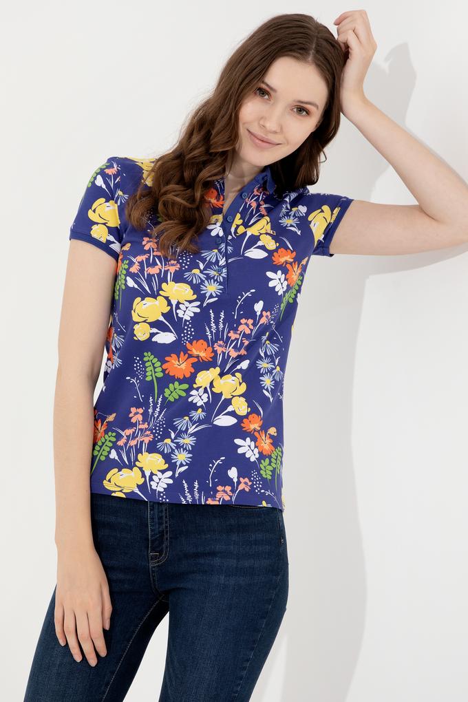 Kadın Mavi Polo Yaka Tişört