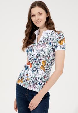 Kadın Beyaz Polo Yaka Tişört - 50252288006