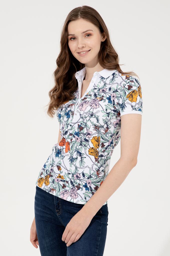 Kadın Beyaz Polo Yaka Tişört