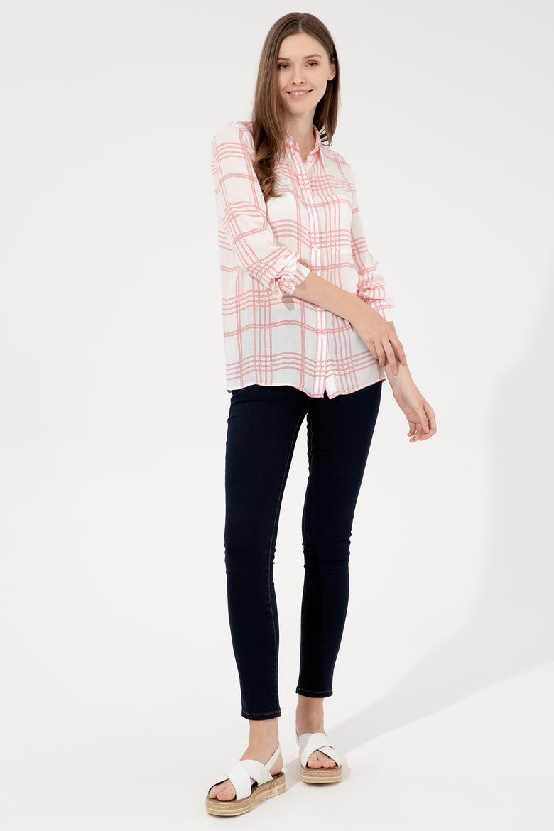 Kadın Kırmızı Uzun Kollu Gömlek - 50246886028