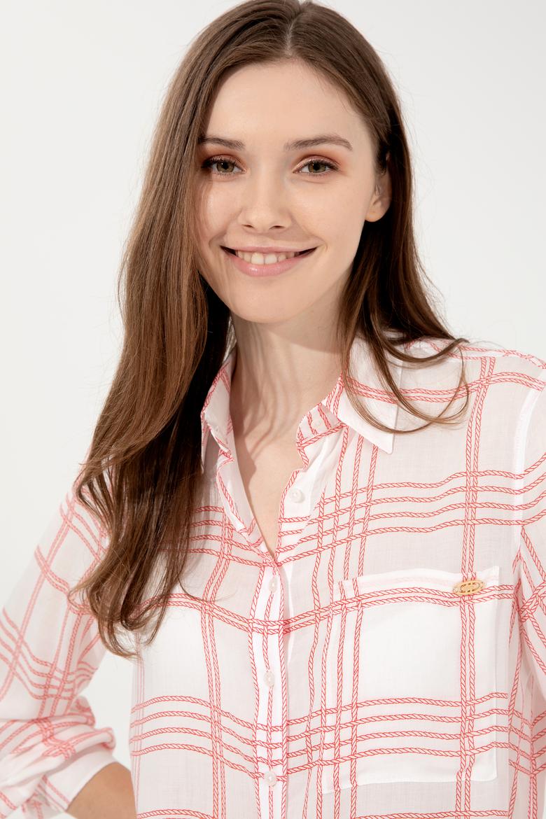 Kadın Kırmızı Uzun Kollu Gömlek - 50246886028