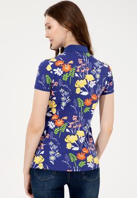 Kadın Mavi Polo Yaka Tişört - 50252278007