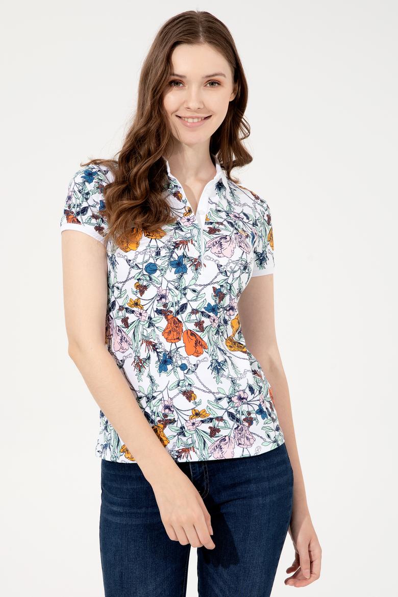 Kadın Beyaz Polo Yaka Tişört - 50252288006