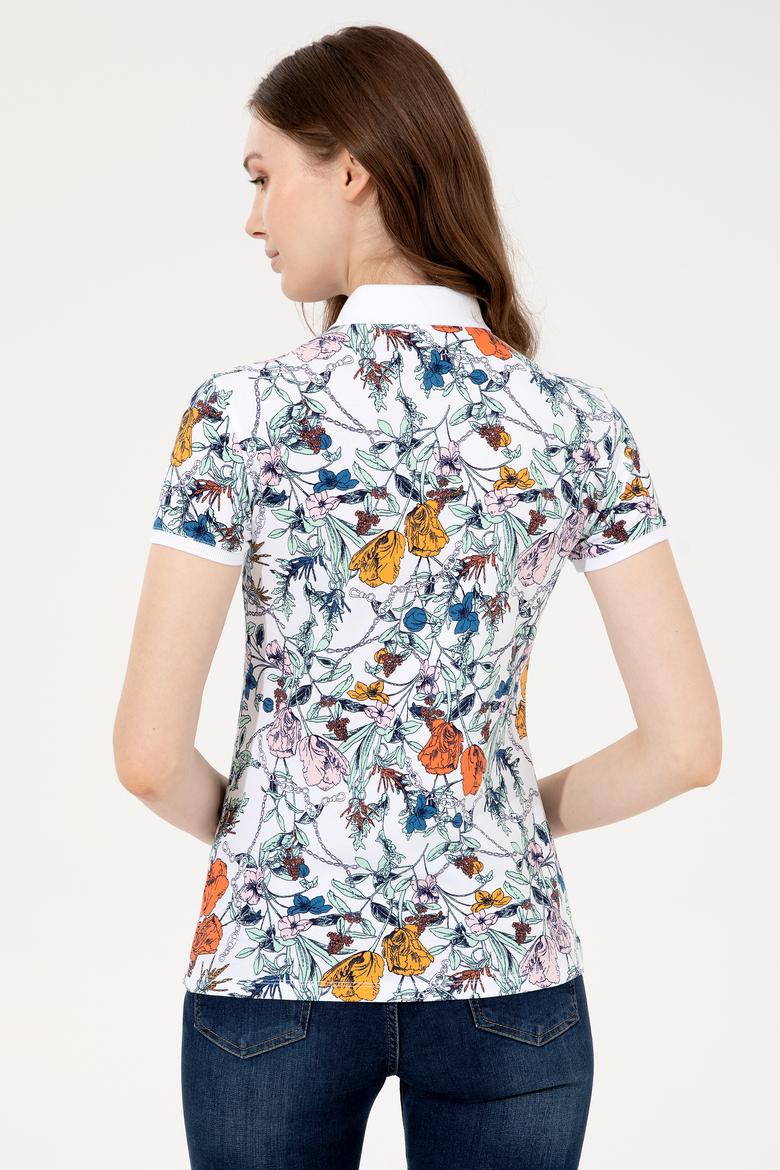 Kadın Beyaz Polo Yaka Tişört - 50252288006