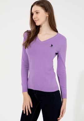 Kadın Lila Basic V Yaka Kazak - 50251913057