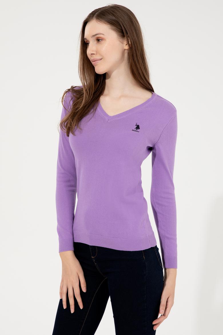 Kadın Lila Basic V Yaka Kazak - 50251913057