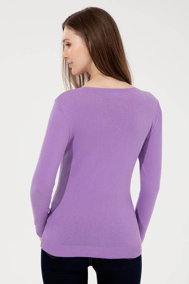 Kadın Lila Basic V Yaka Kazak - 50251913057
