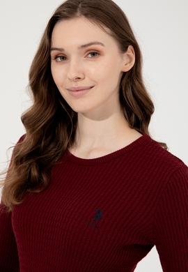 Kadın Bordo Bisiklet Yaka Basic Kazak - 50255658008