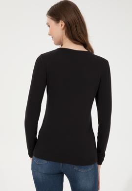 Kadın Siyah Basic V Yaka Kazak - 50251913011