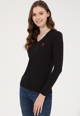Kadın Siyah Basic V Yaka Kazak - 50251913011
