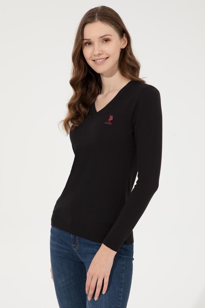 Kadın Siyah Basic V Yaka Kazak - 50251913011