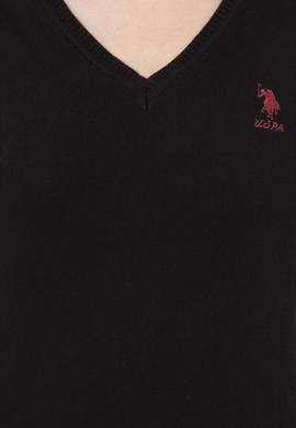 Kadın Siyah Basic V Yaka Kazak - 50251913011