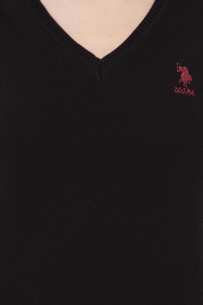 Kadın Siyah Basic V Yaka Kazak - 50251913011