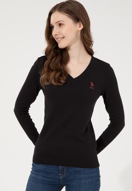 Kadın Siyah Basic V Yaka Kazak - 50251913011