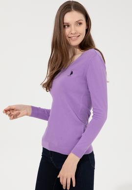 Kadın Lila Basic V Yaka Kazak - 50251913057