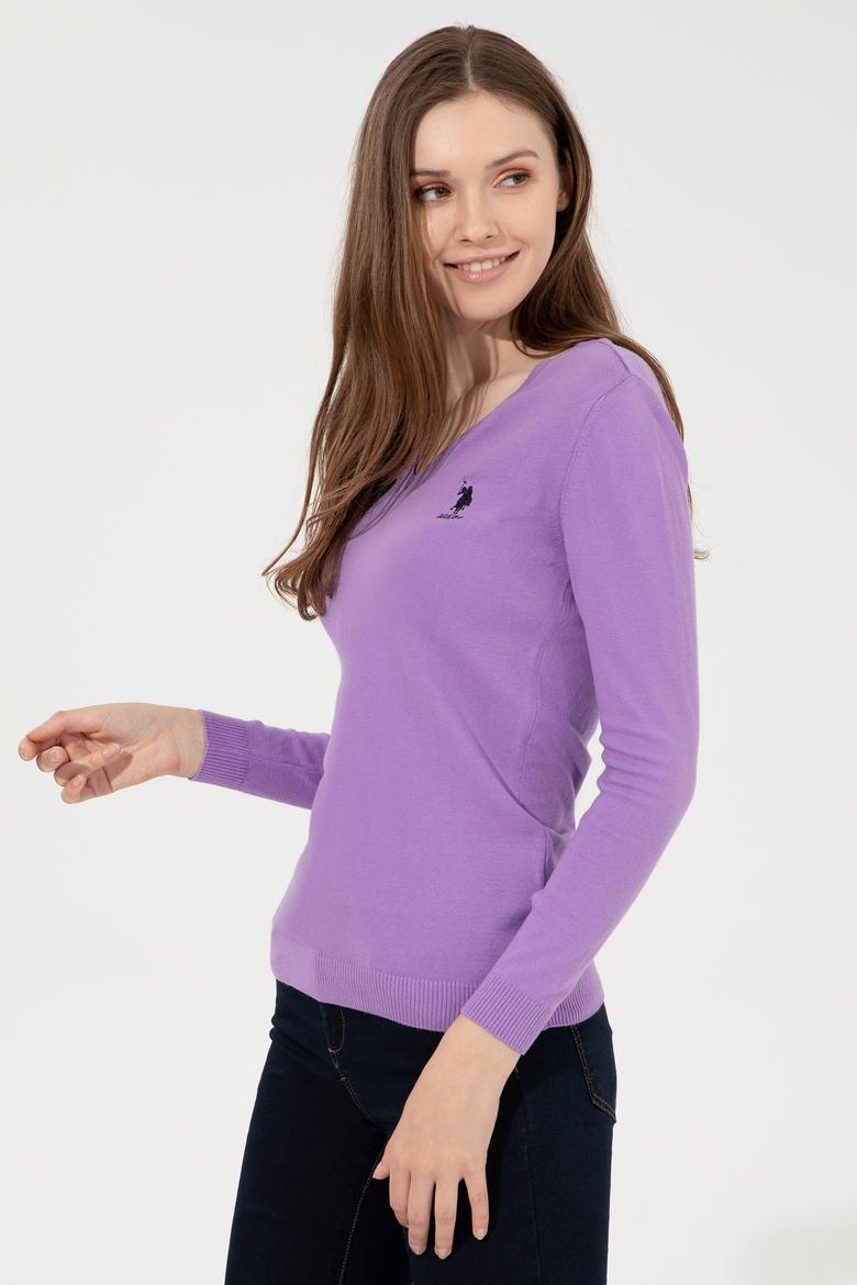 Kadın Lila Basic V Yaka Kazak - 50251913057